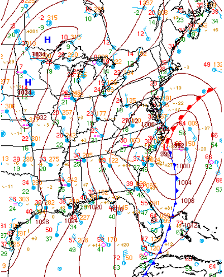 Figure 6: HPC surface analysis valid at 12Z (7 AM EST) on December 26, 2010